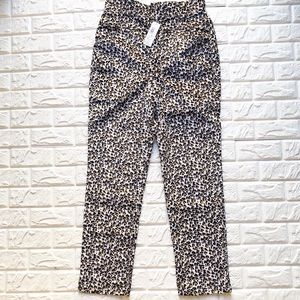Rebecca Taylor Pink Leopard High Waist Pants sz 12 Large